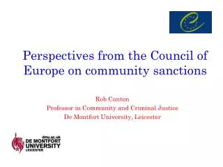 Perspectives from the Council of Europe on community sanctions