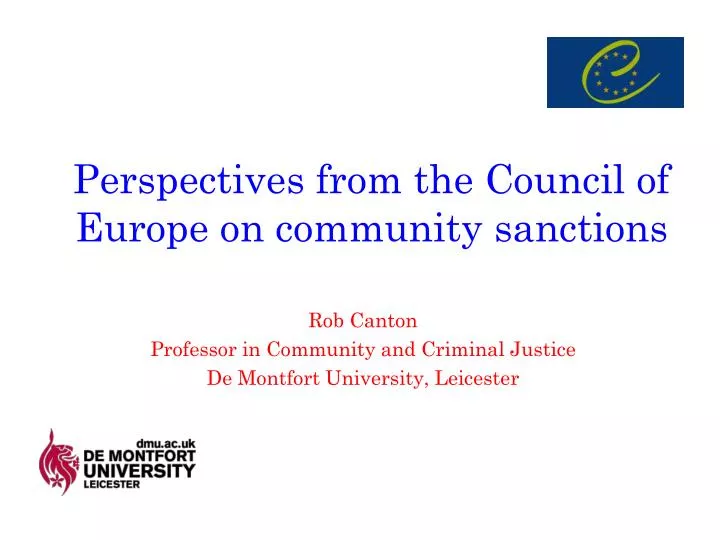 perspectives from the council of europe on community sanctions