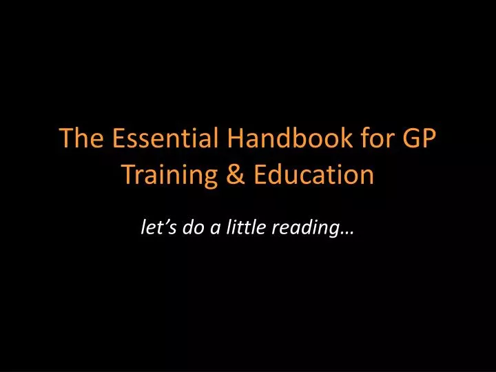 the essential handbook for gp training education