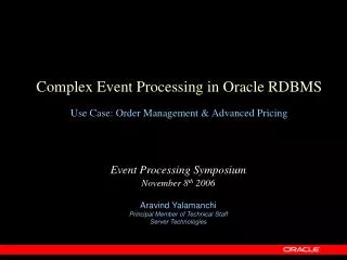 Complex Event Processing in Oracle RDBMS Use Case: Order Management &amp; Advanced Pricing