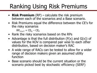 Ranking Using Risk Premiums