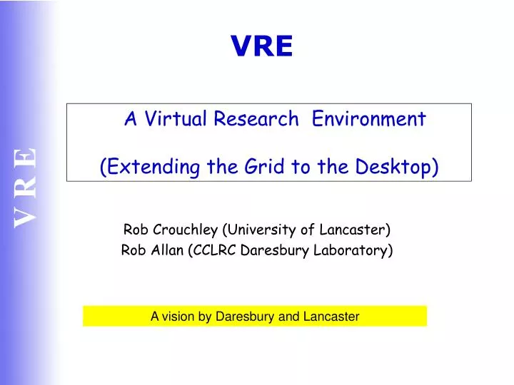 a virtual research environment extending the grid to the desktop