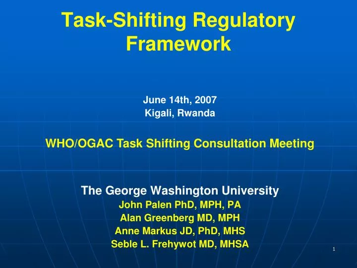 task shifting regulatory framework