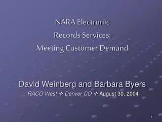 David Weinberg and Barbara Byers