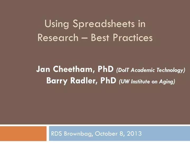 using spreadsheets in research best practices