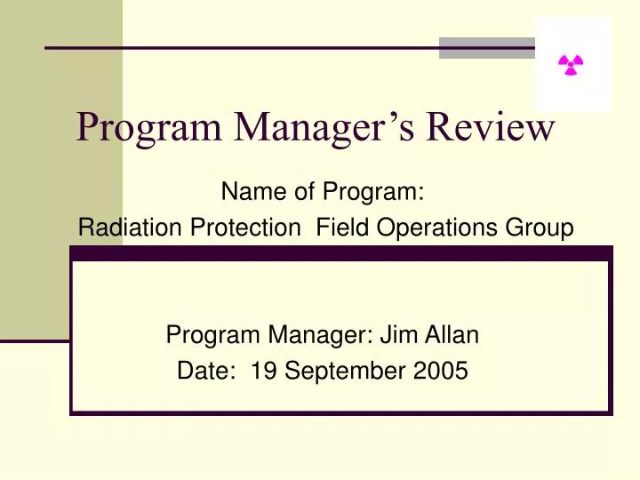 program manager s review