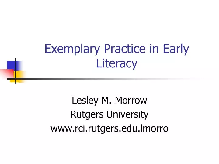 exemplary practice in early literacy