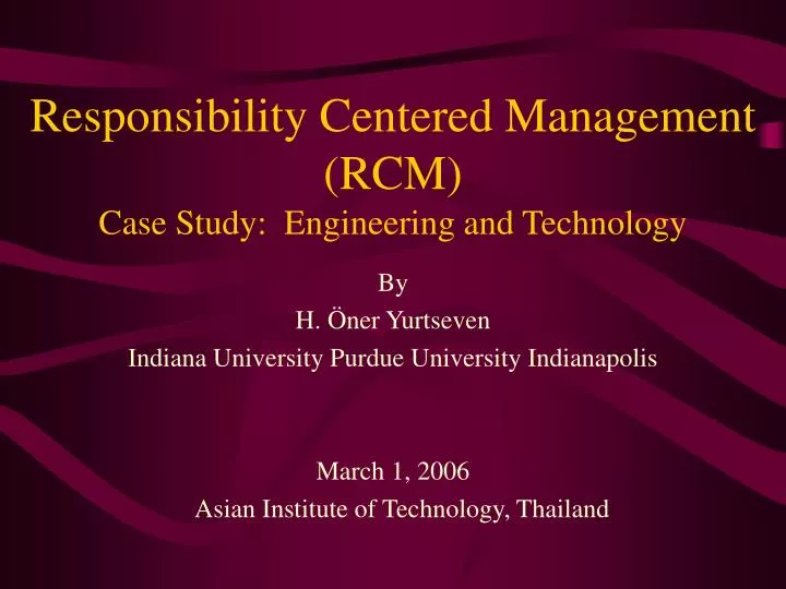 responsibility centered management rcm case study engineering and technology