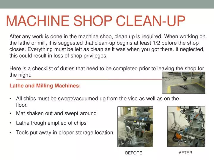machine shop clean up
