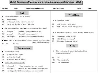 Quick Exposure Check for work-related musculoskeletal risks - QEC