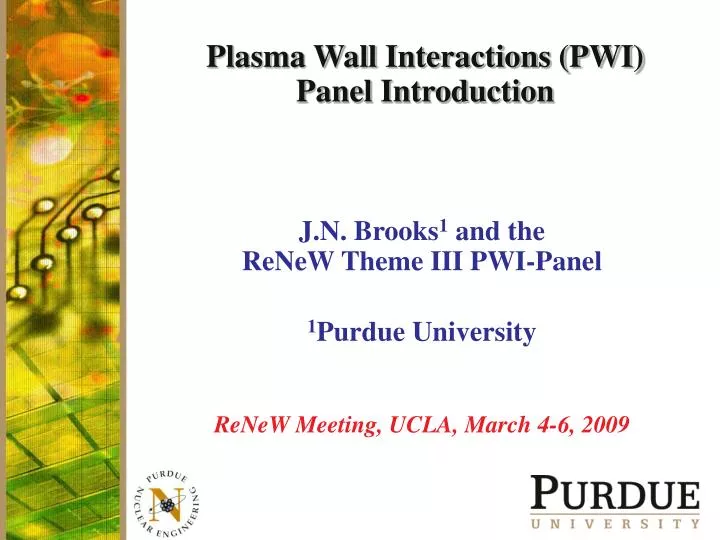 plasma wall interactions pwi panel introduction