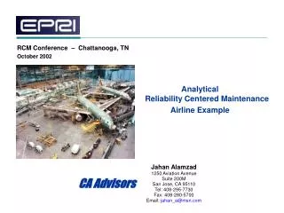 Analytical Reliability Centered Maintenance Airline Example