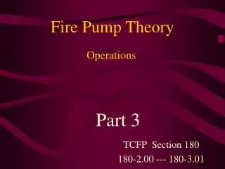 Fire Pump Theory