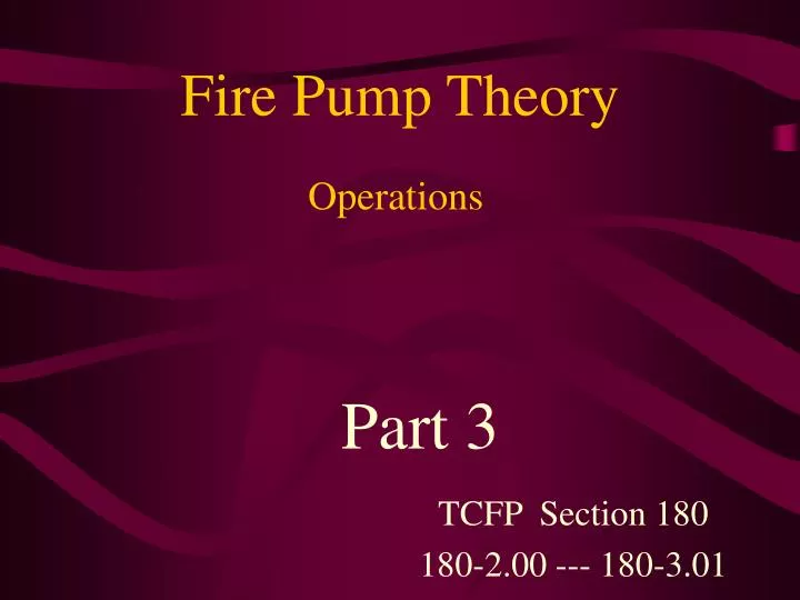 fire pump theory