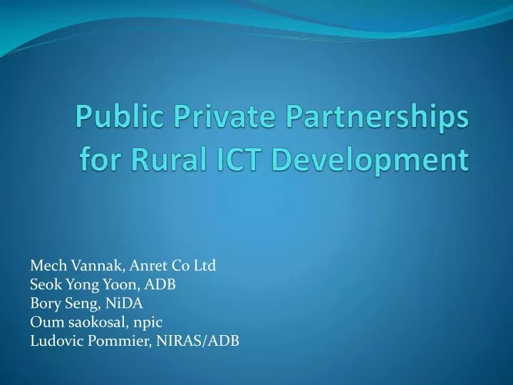 public private partnerships for rural ict development