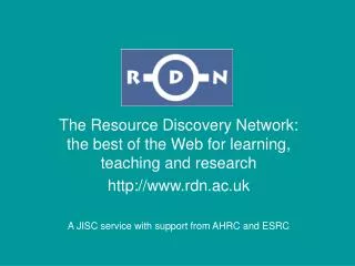 The Resource Discovery Network: the best of the Web for learning, teaching and research