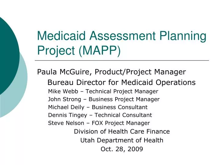 medicaid assessment planning project mapp