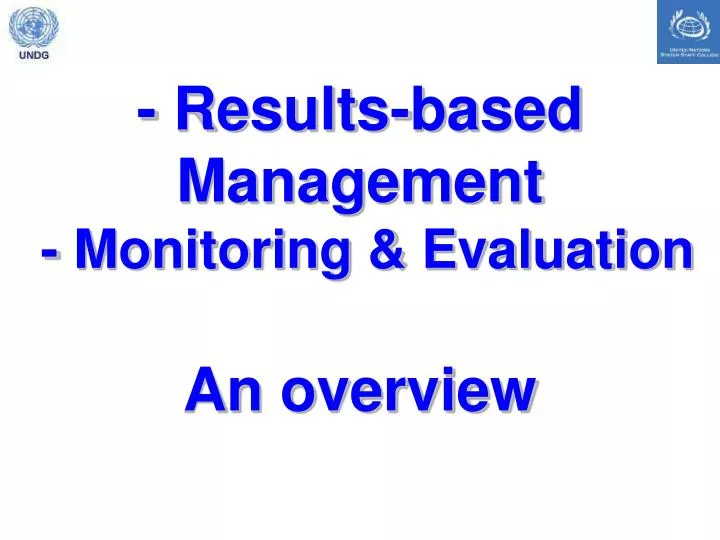 results based management monitoring evaluation an overview