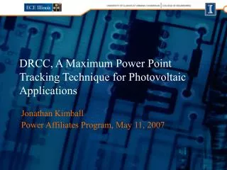 DRCC, A Maximum Power Point Tracking Technique for Photovoltaic Applications