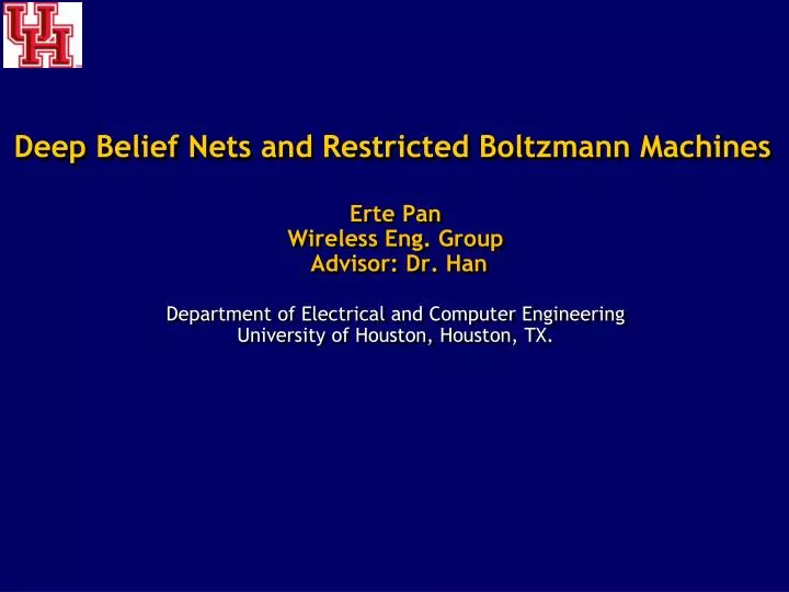 deep belief nets and restricted boltzmann machines
