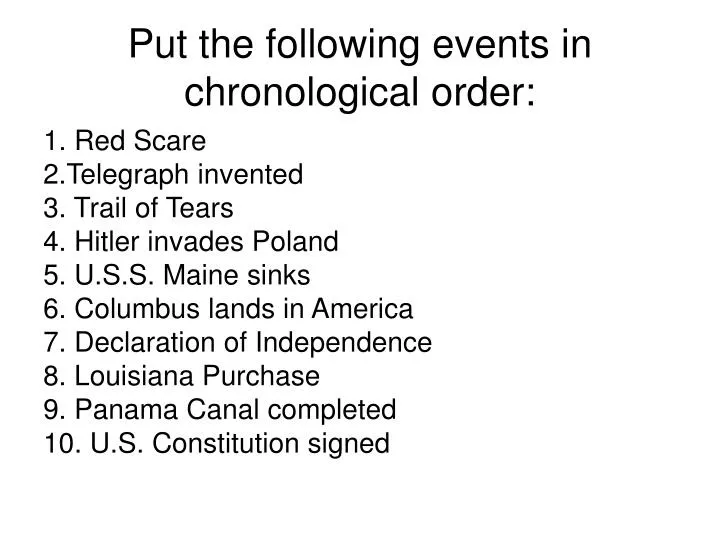 put the following events in chronological order