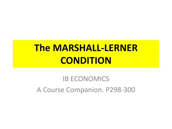 the marshall lerner condition