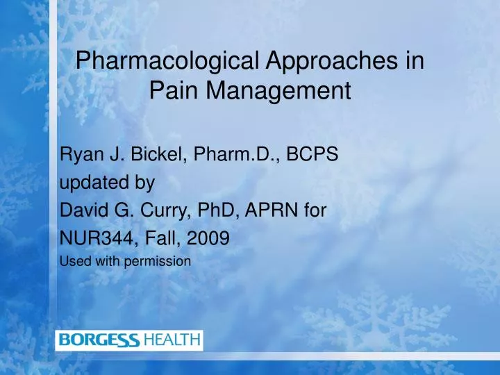 pharmacological approaches in pain management