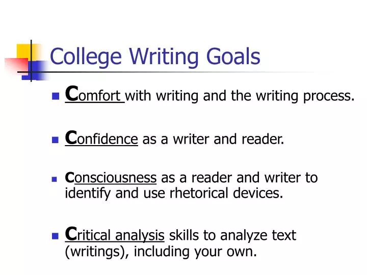 college writing goals