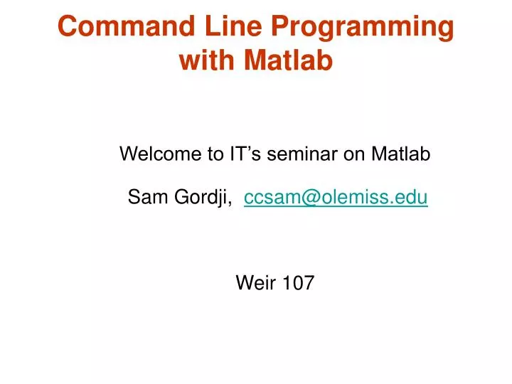 command line programming with matlab