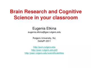 Brain Research and Cognitive Science in your classroom
