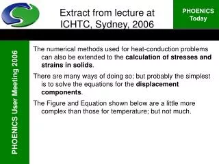 Extract from lecture at ICHTC, Sydney, 2006