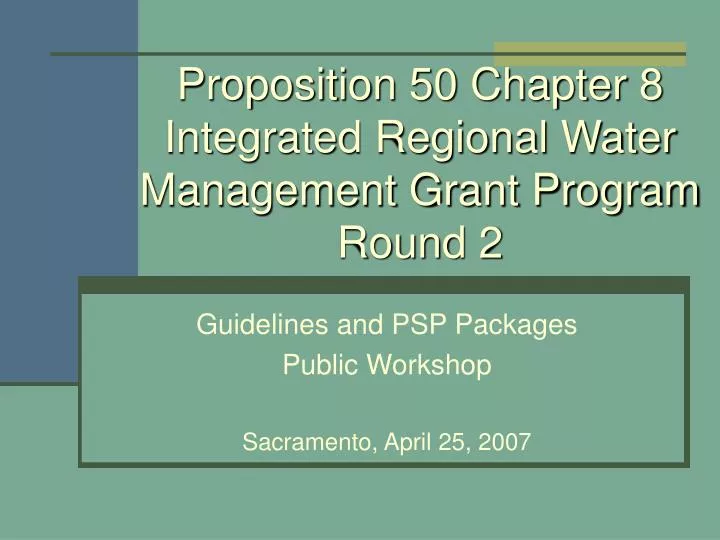 proposition 50 chapter 8 integrated regional water management grant program round 2