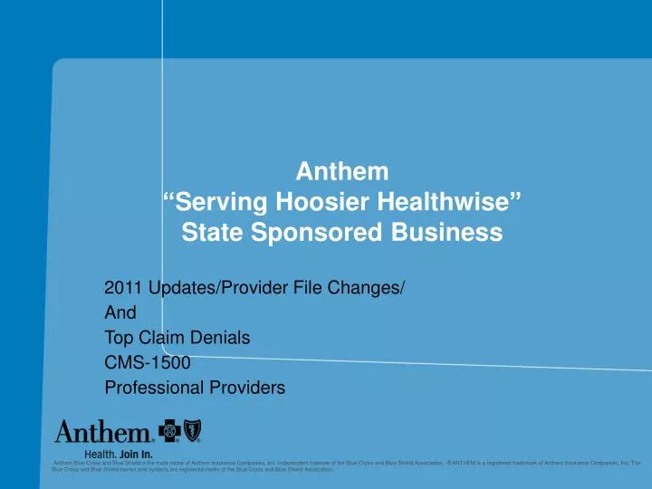 anthem serving hoosier healthwise state sponsored business