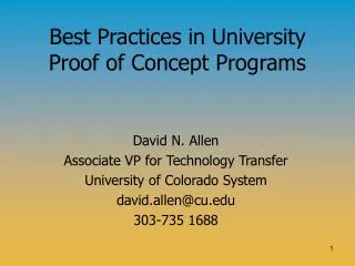 Best Practices in University Proof of Concept Programs
