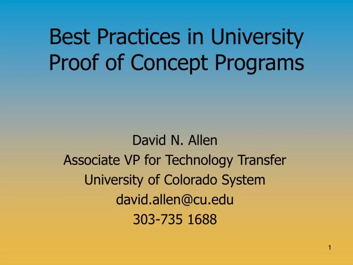 best practices in university proof of concept programs