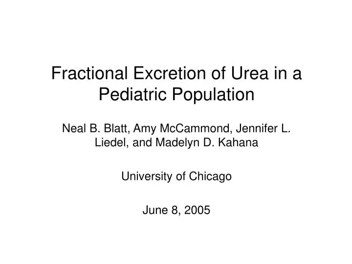 fractional excretion of urea in a pediatric population