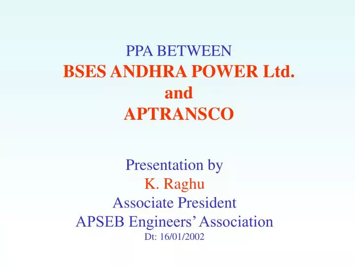 ppa between bses andhra power ltd and aptransco