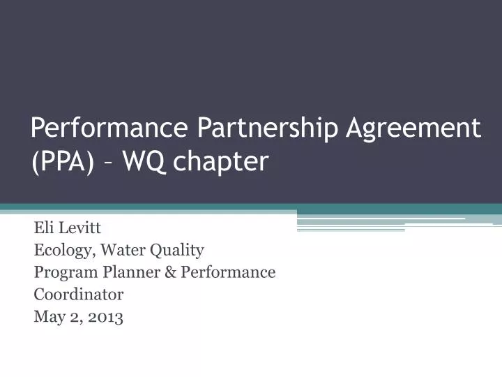 performance partnership agreement ppa wq chapter