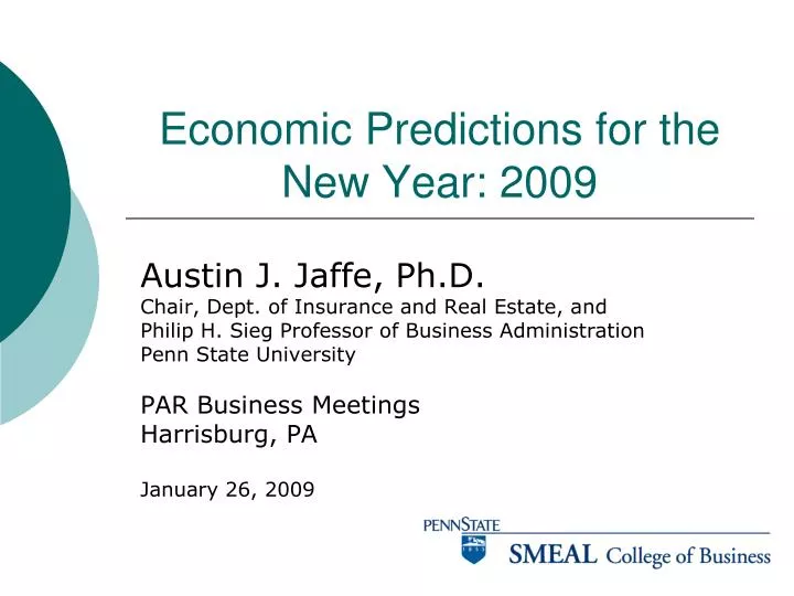 economic predictions for the new year 2009