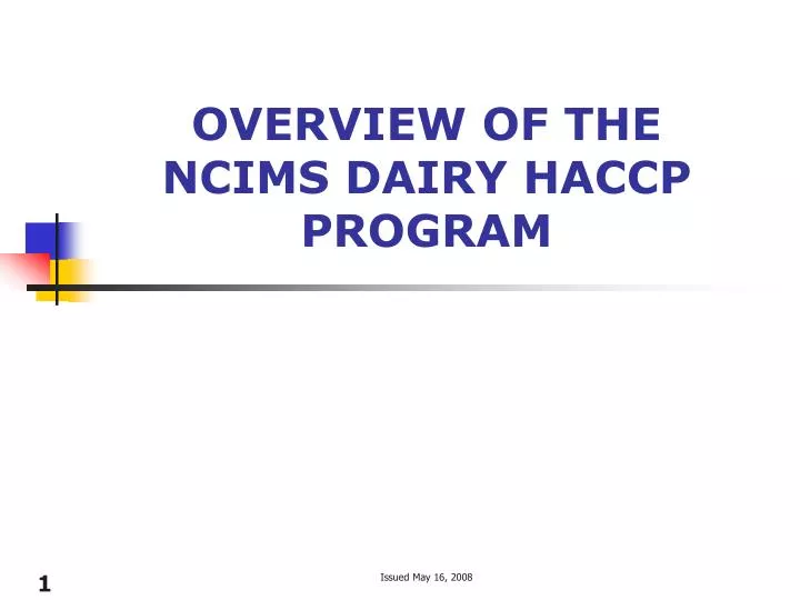 overview of the ncims dairy haccp program