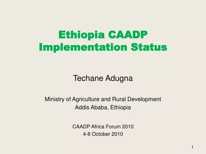 ethiopia caadp implementation status