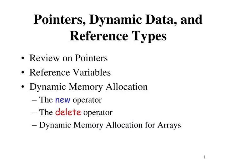 pointers dynamic data and reference types