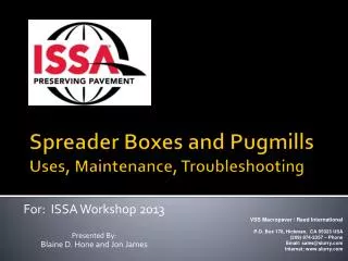 Spreader Boxes and Pugmills Uses, Maintenance, Troubleshooting