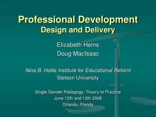 Professional Development Design and Delivery
