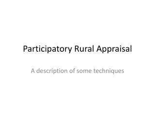 Participatory Rural Appraisal