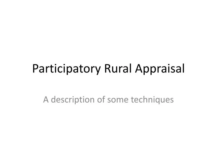 participatory rural appraisal
