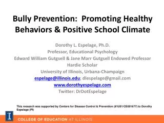 Bully Prevention: Promoting Healthy Behaviors &amp; Positive School Climate
