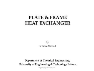 PLATE &amp; FRAME HEAT EXCHANGER