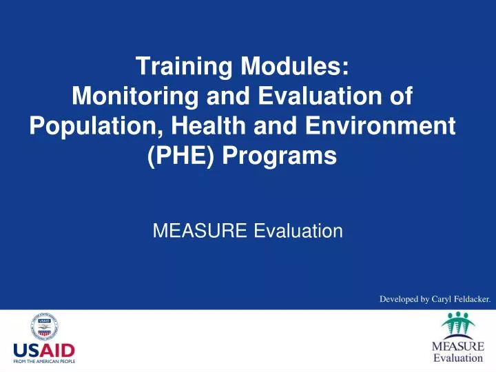 training modules monitoring and evaluation of population health and environment phe programs