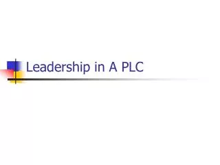 leadership in a plc